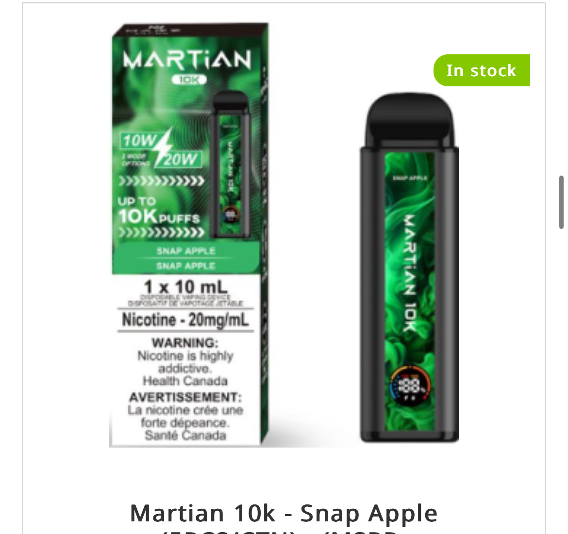 MARTIAN DISPOSABLE VAPE - 10000 PUFFS